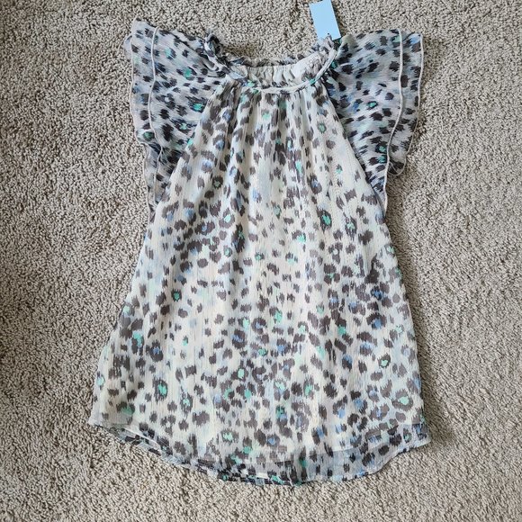 Metallic Ruffle Leopard Print Blouse - Picture 1 of 14